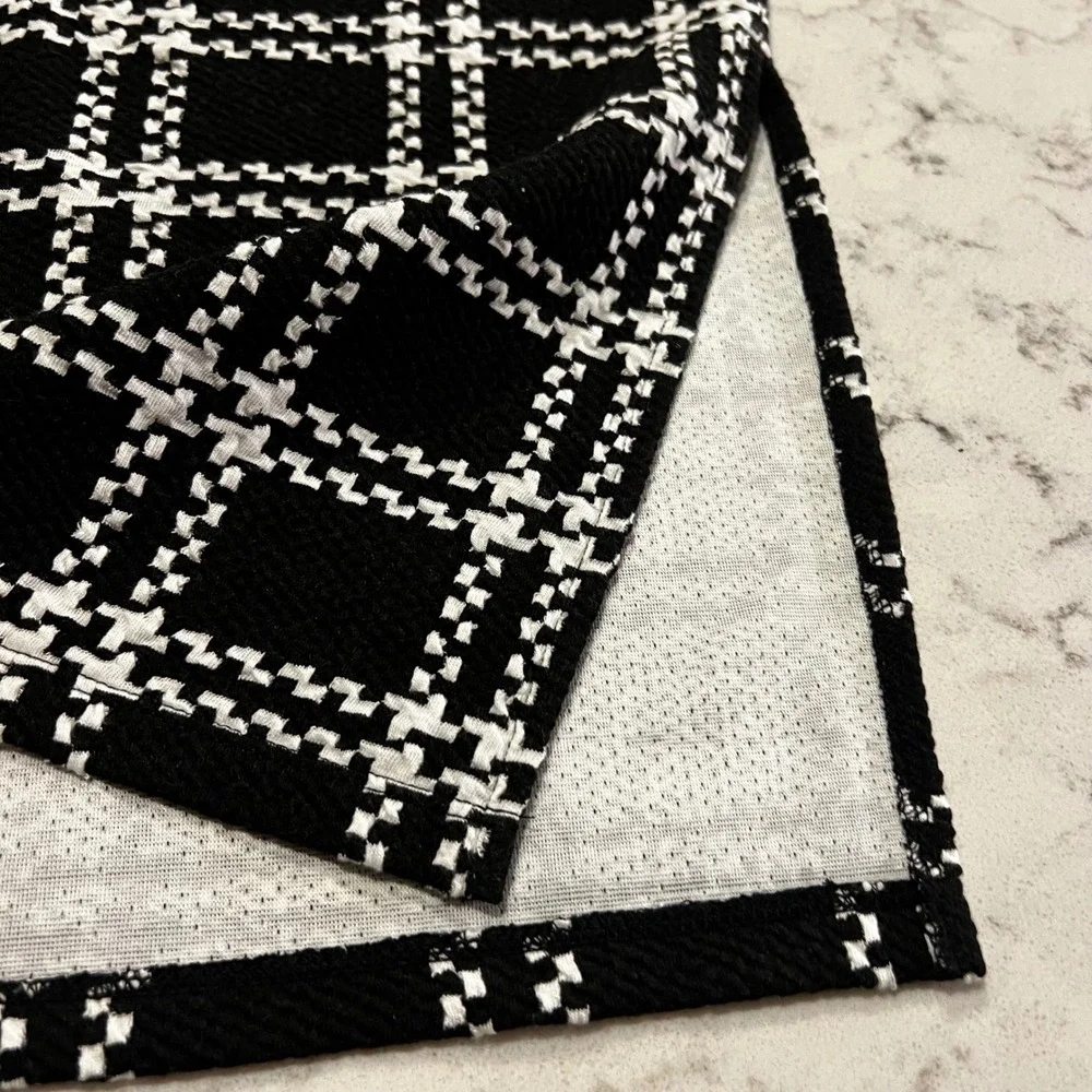 Halogen 3X Black‎ White Plaid Houndstooth Career Pencil Skirt Classic